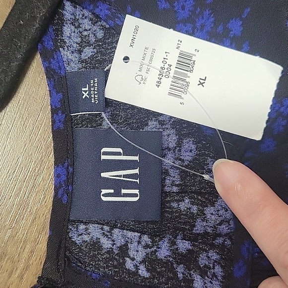 GAP Women’s LENZING ECOVERO Cutout Floral Blue/Black Midi Dress NWT-Size XL - Picture 8 of 17